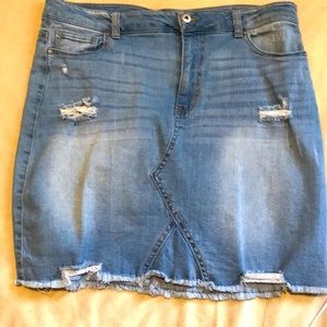 Denim Ripped Mini Skirt